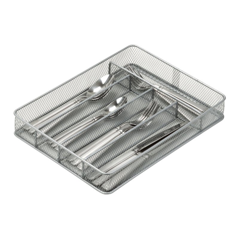 Honey Can Do Honey-Can-Do KCH-02154 Steel Mesh 5-Compartment Cutlery Utensil Organizer, Silver - Image 3